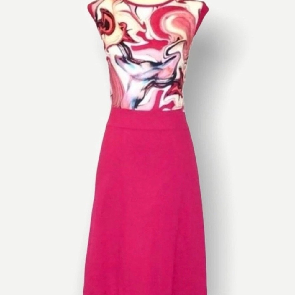 Lafayette 148 Silk Wool Dress Women’s Pink Printed Fit Flare Sz 6 ($998)